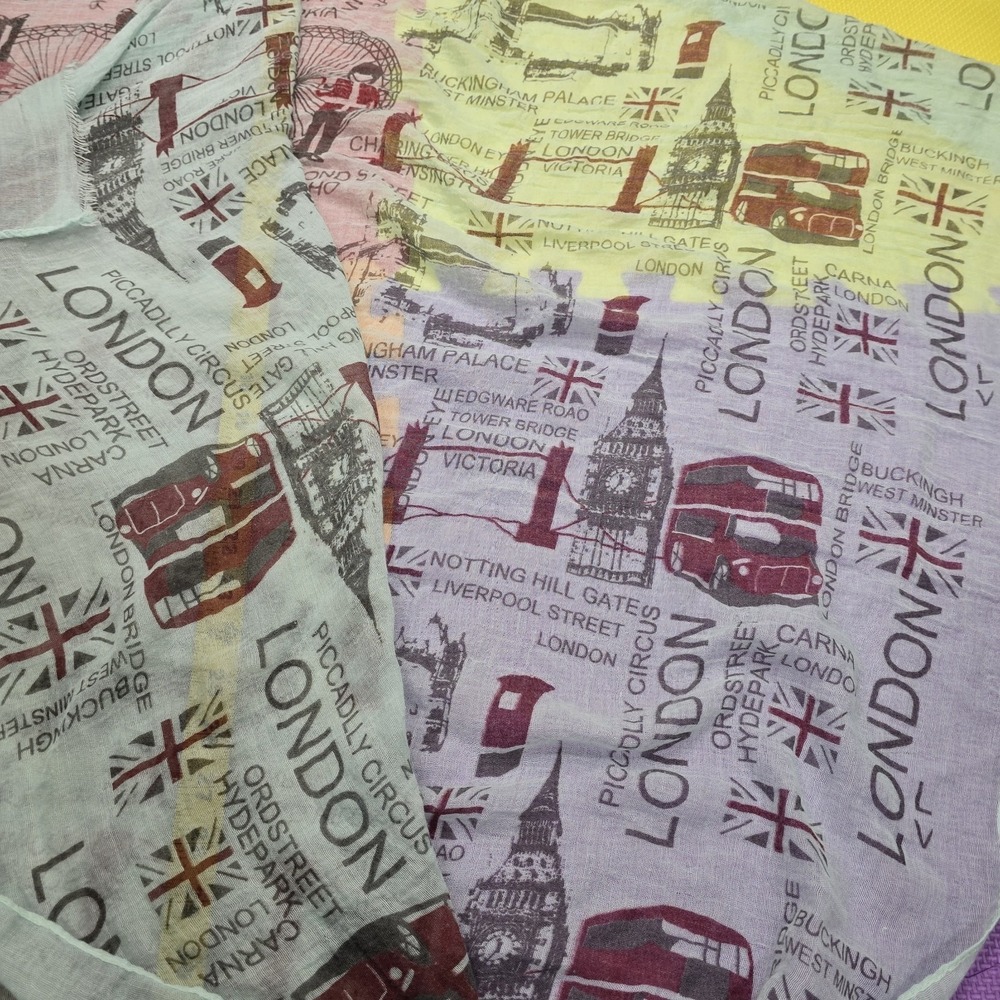 London City‎ Print Scarf Lightweight Large Wrap Shawl British Souvenir Gift...
